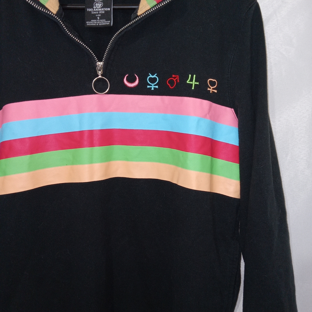 BoxLunch Sailor Moon Sailor Scouts Quarter Zip Sweatshirt Womens S Anime Stripe - Picture 4 of 11